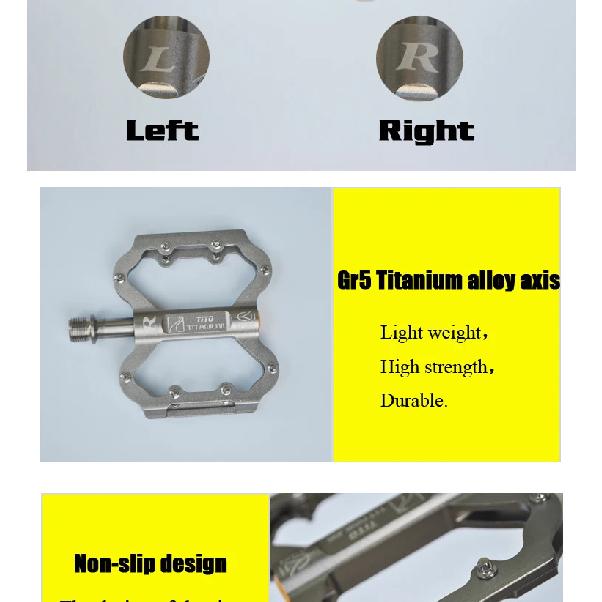 TiTo Titanium Ultralight Pedal Bicycle Pedal Titanium Alloy Axis Bike Pedals  MTB Cycling Titanium Bike 1 Pair Titanium Pedal