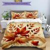3pcs bedding set Autumn Leaves Includes 1 Comforter + 2 Pillowcases, Without Pillow Inserts, Soft Comfortable, Lightweight Breathable, Print