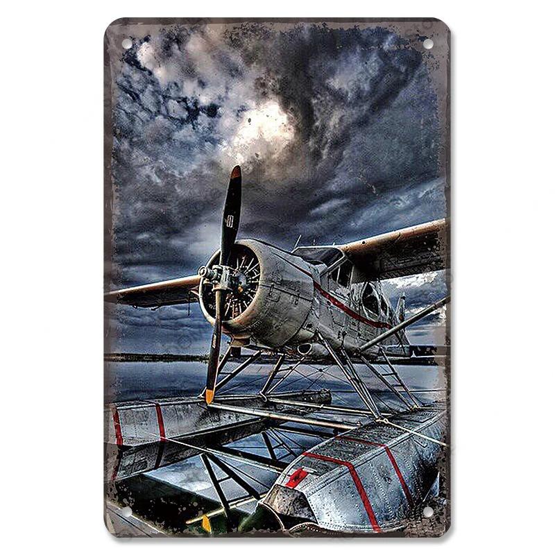 

Vintage Airplane Posters Metal Tin Signs Decor Model Plane Meeting Aerien Metal Plate Wall Decor Bar Club 20x30cm