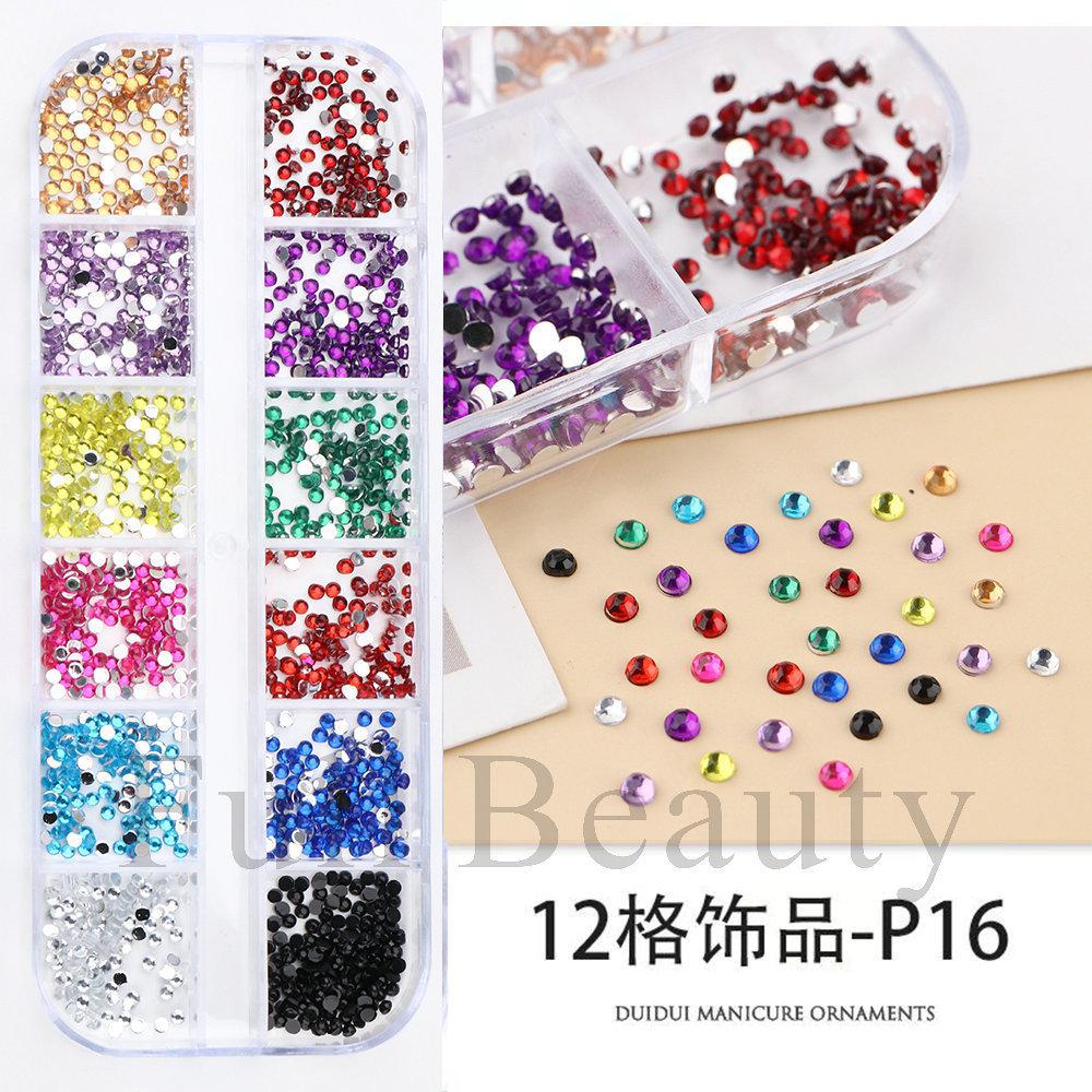 Nail Art Jewelry, Maillard Color Pearl Flat-Bottomed Diamond Steel Ball Diy Nail Jewelry Mixed