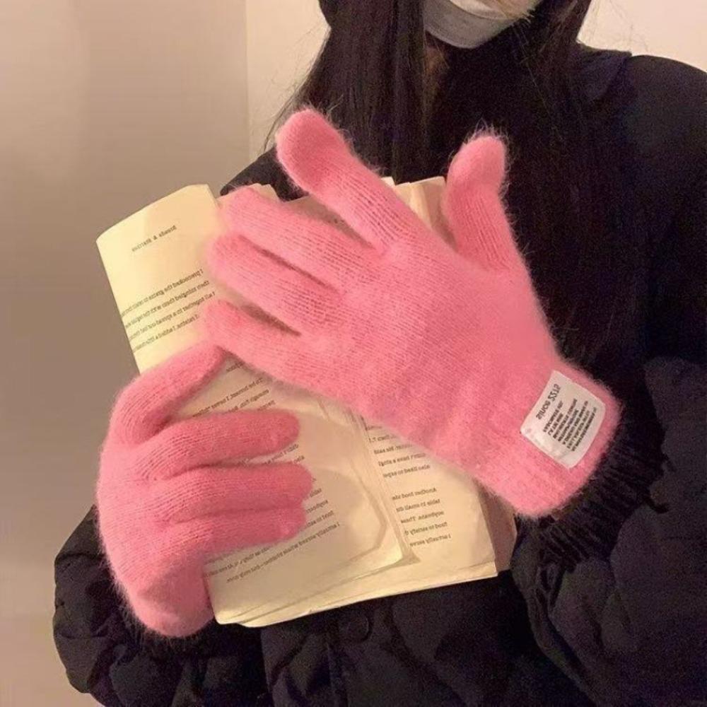 Candy Colors Touch Screen Knitted Gloves Full Finger Knitted Knitting Wool Gloves  Men and Women
