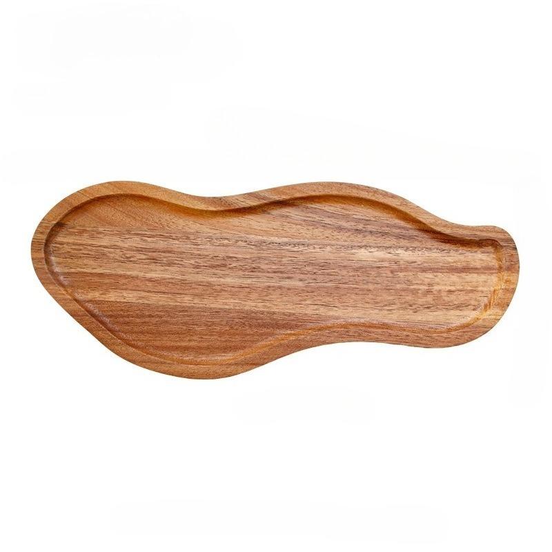 Heat Resistant Japanese Acacia Wood Tray, Creative Peanut Shaped Wooden Plate, Decorative Serving Platter for Home Use