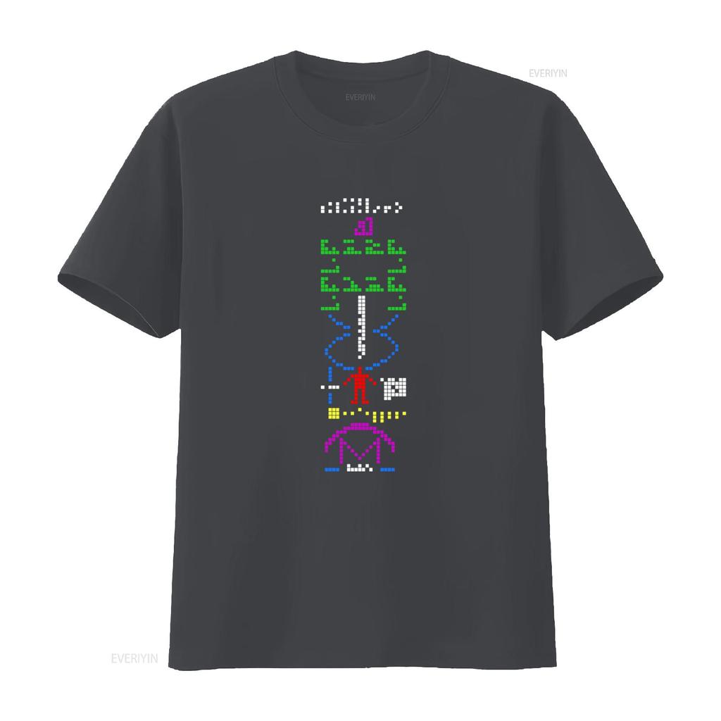 Arecibo Message Interstellaire Espace Geek Homme Coupe Standard T Shirt Mens Galactic Print Vintage Washed Streetwear