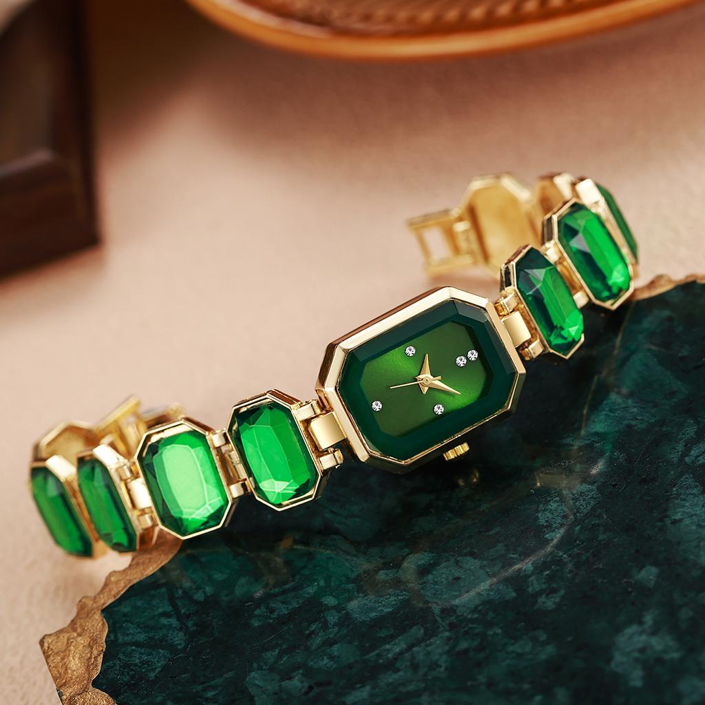 Nový vintage minimalistický design smaragdově zelený smysl pro design luxusní pokročilý smysl módní trend dámský náramek na hodinky pětidílná sada