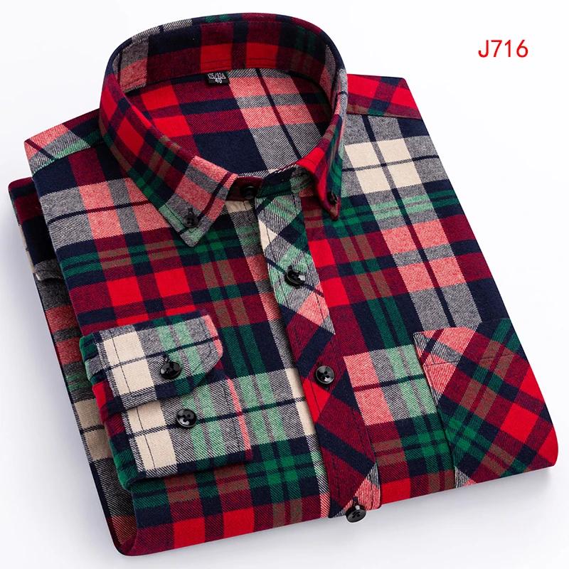 New Autumn Winter Fashion Men Casual Flannel Plaid Long Sleeve Shirts S-8XL Regular Fit Pocket Businessman Dress Shirts Daily