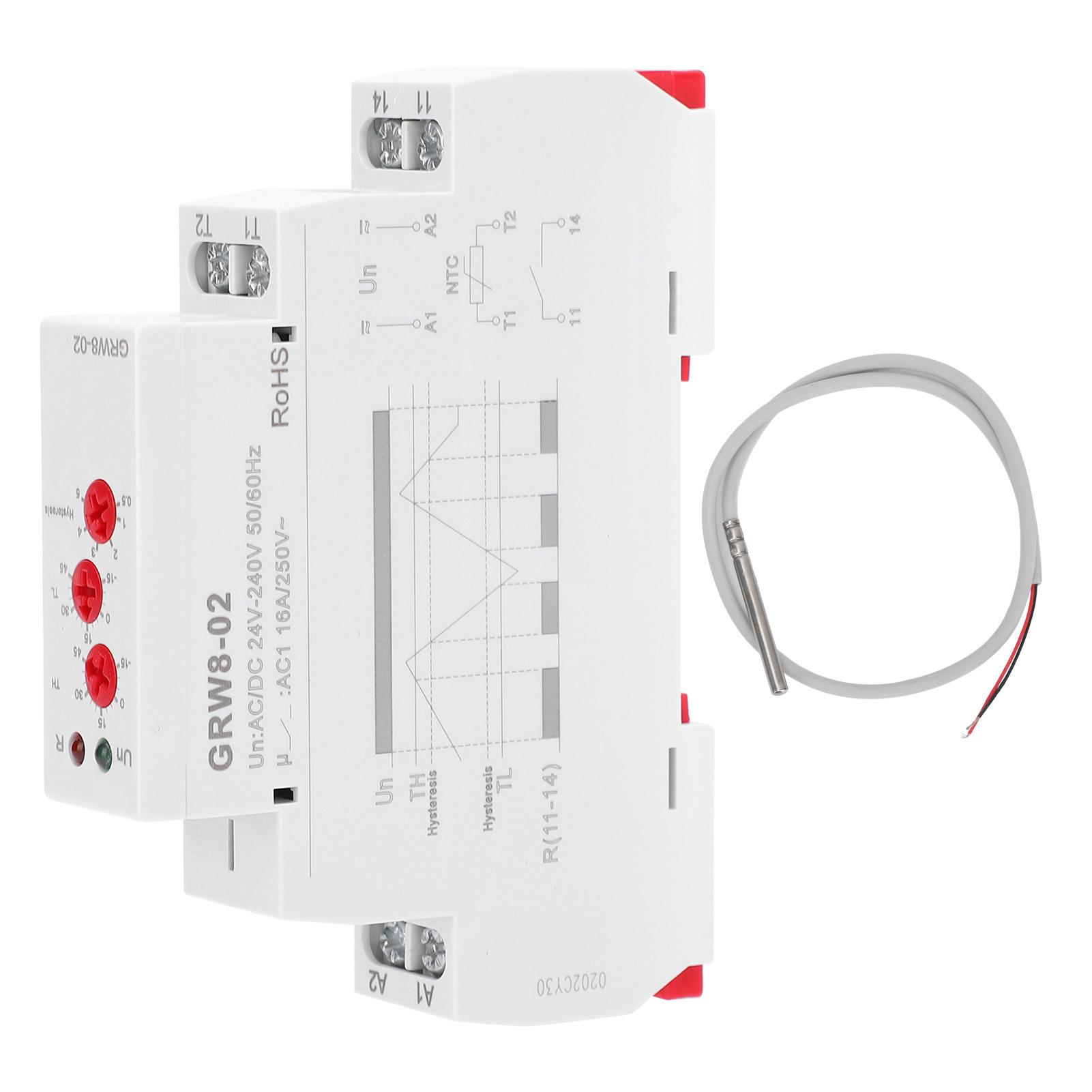 

Temperature Control Relay DIN Rail Installation with Test Probe GRW802 ACDC 24V240V