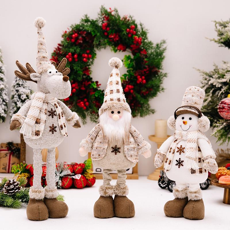 Joyful Doll Stretchable Decoration With Snowman Reindeer And Elderly Characters Perfect For Christmas Atmosphere