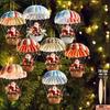 8 Stuks Parachute Kerstman 2D Platte Handgemaakte Houten Hangende Ornamenten voor Kerstfeest Decoratie Cadeaus