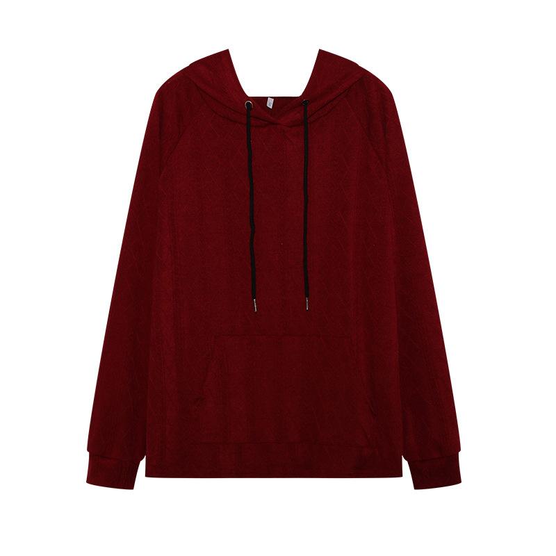 Women's Autumn and Winter Solid Color Casual Loose Hooded Sweatshirt
