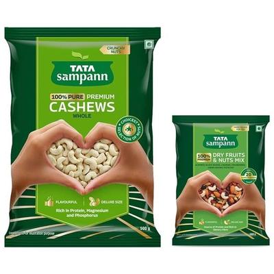 TATA Sampann Pure Cashews Whole| 500g & Tata Sampann Dry Fruits & Nuts Mix, 200 G