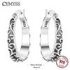 New 925 Silver Grapevine Carved Hoop Earrings Vintage Plain Classic Earrings Fashion Fine Jewelry Gifts for Women