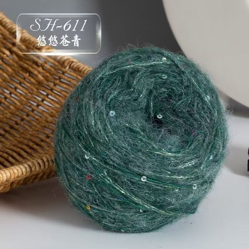 50g Big Sequins, Mohair Wool, Super Soft Yarn, Hat, Sweater, Scarf, Hand Woven DIY Shawl, Wand, Needle DIY Knitting&Crocheting