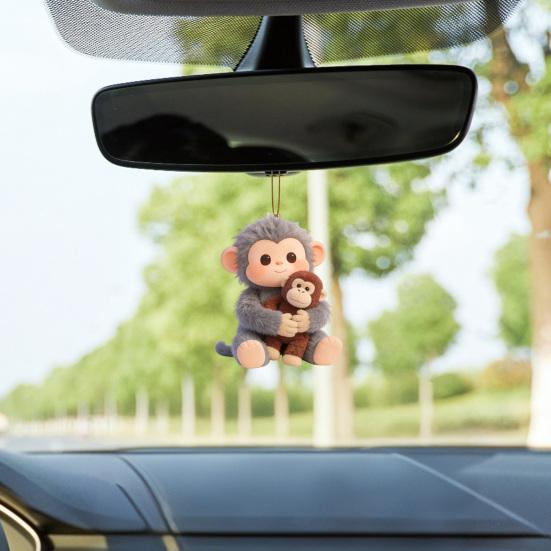 2D Monkey Car Hanging Ornament Acrylic Car Rearview Mirror Accessories Cute Monkey Holding