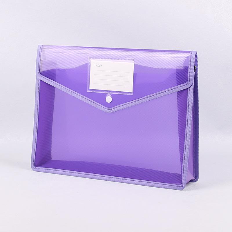 A4 Waterproof Transparent File Bag with Snap Button - Large Capacity for Office Use A4: 330x245x60mm