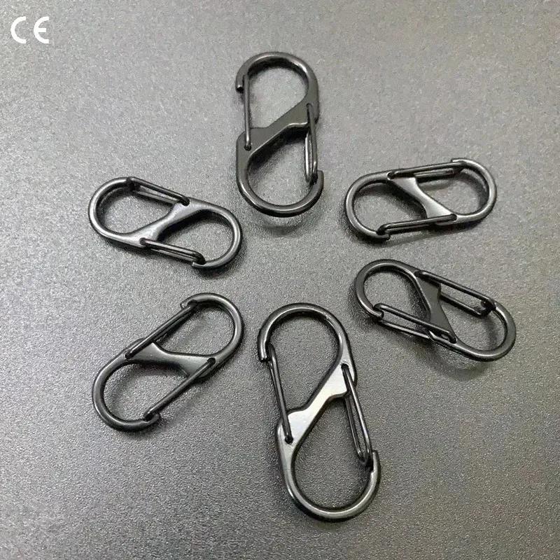 Small Spring Clips for Camping Fishing Traveling 10 Pcs S Shaped Carabiner Metal Double Hooks Carabiner Keychain
