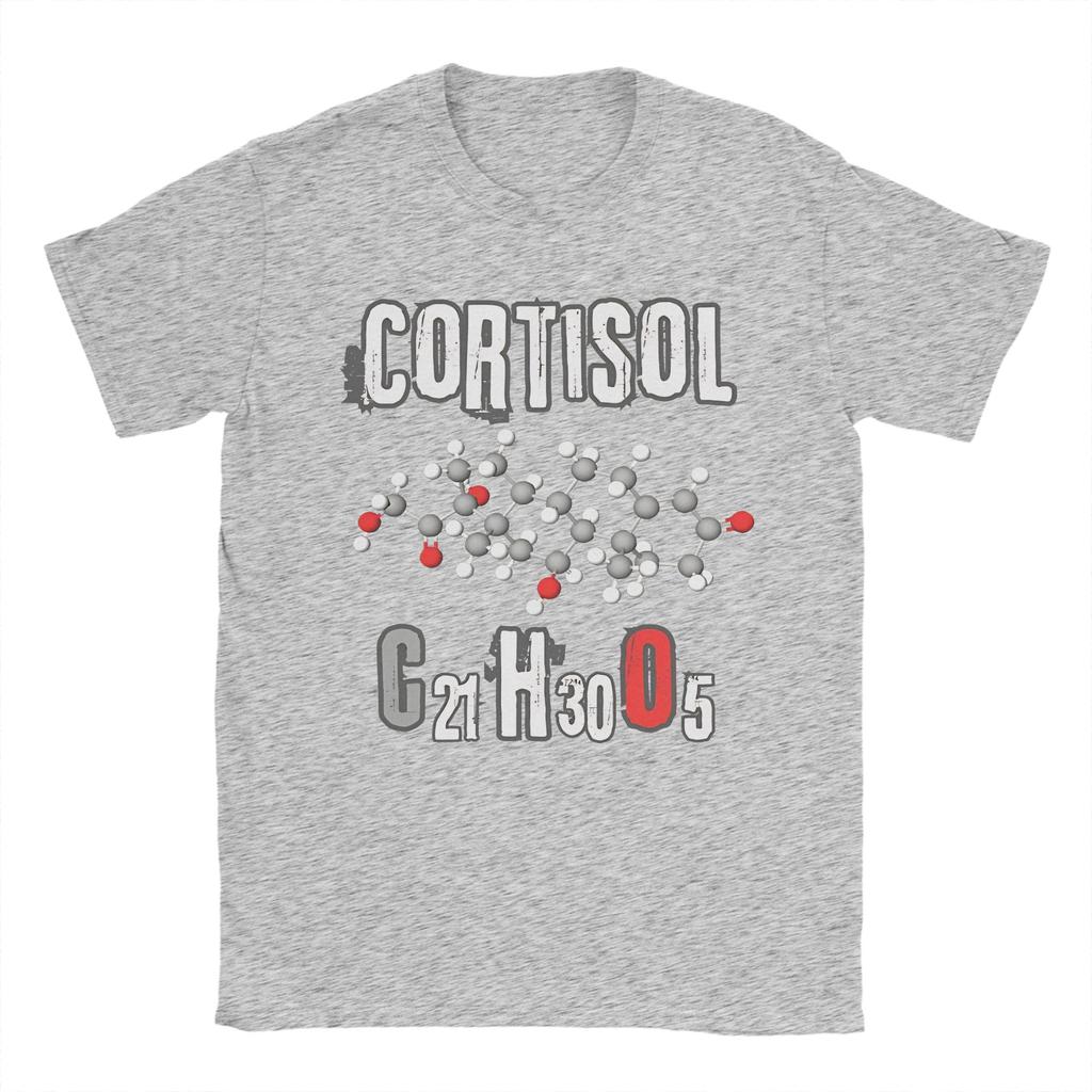 Magliette Design Molecola Cortisolo Uomo Cotone Puro Magliette Novità Girocollo T-shirt Manica Corta Top Stampati