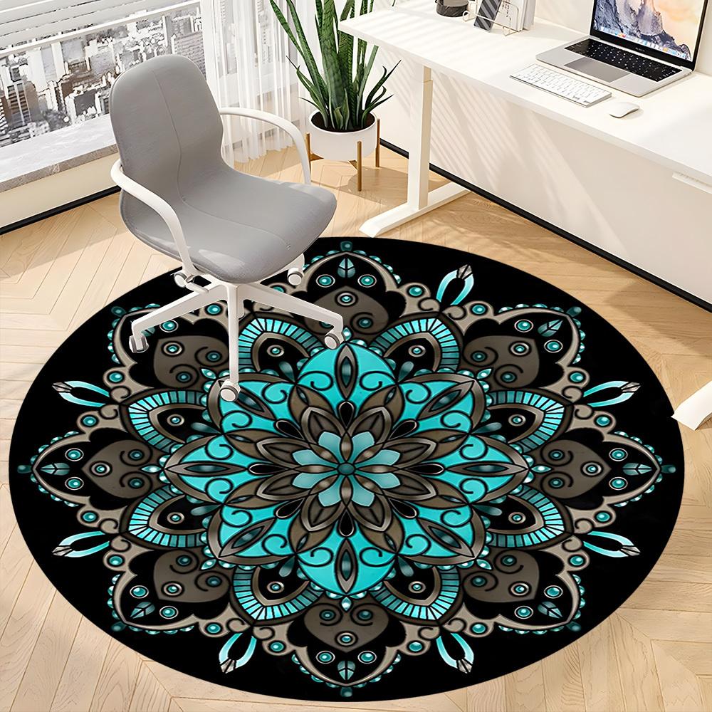 1PC Mandala Artwork Chair Carpet for Office, Indoor Non-Slip Washable Carpet, Soft Comfortable Mat For Office Room yy250930238