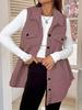 In-Stock Women's Fall/Winter Lapel Button-Up Plush Faux Lambswool Vest Coat - Loose Commuting Style
