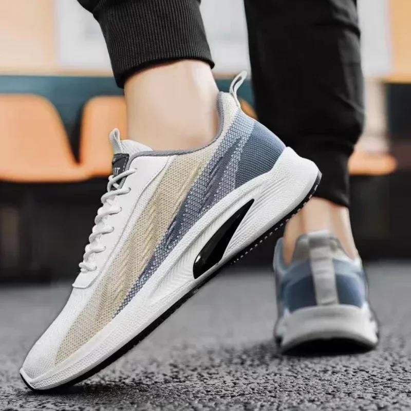 Fashion Men's Casual Running Shoes Breathable Sneakers Male Knit Non Slip Tennis Shoes Lace-up Men Shoes Comfortable Walking Shoe Tenis