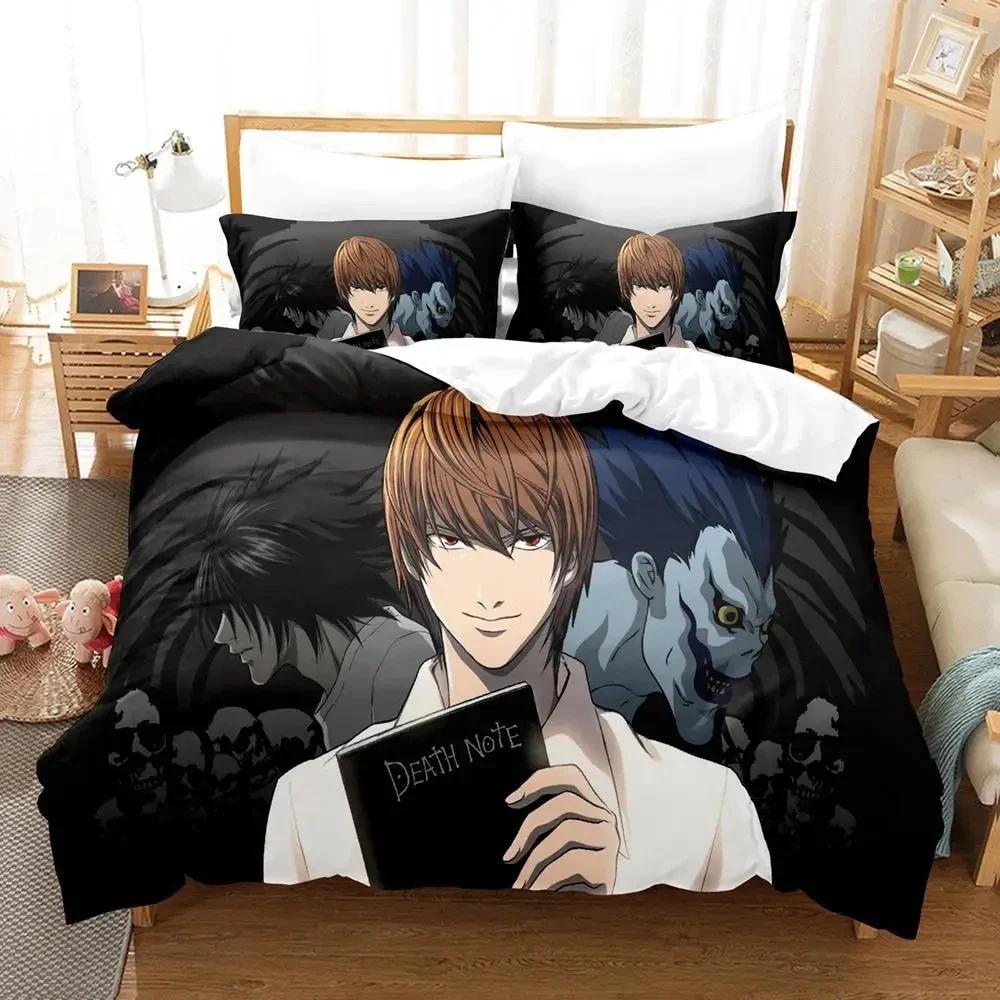 3D Print Death Note Anime Bedding Set Boys Girls Twin Queen King Size Duvet Cover Pillowcase Bed Boys Adult Home Textileextile