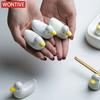1-3PCS Duck Shape Ceramic Chopsticks Holder Spoon Rest Holders Fork Spatula Rack Shelf  Storage Organizer Kitchen Accessories