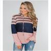 Loose Fit Color Block Long Sleeve Pullover Hoodie For Women