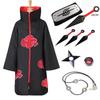 Akatsuki Red Cloud Cloak Set: Includes Naruto Cloak, Ring, Headband Accessories - Perfect for Halloween Costume