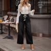 Women's Elastic Waist Loose Denim Wide-leg Pants