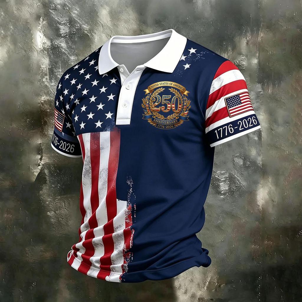 Men's Casual Quick Dry Mesh Golf Polo Shirt Short Sleeve Moisture Wicking Lightweight Breathable Letter Print Top for Outdoor Sports Activities