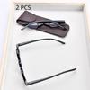 2PCS Suit Small Retro Narrow Reading Glasses With Case Portable Prescription Eyeglasses Frame Round +3.5
