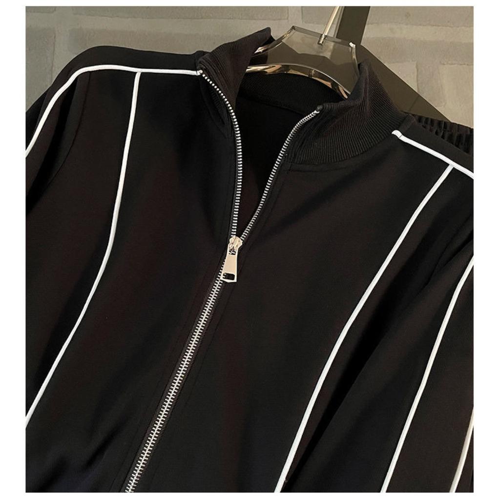 Costum Sport, Costum Damă, Costum Casual, Hanorac cu Fermoar, Pantaloni cu Picior Larg, Set din Două Piese