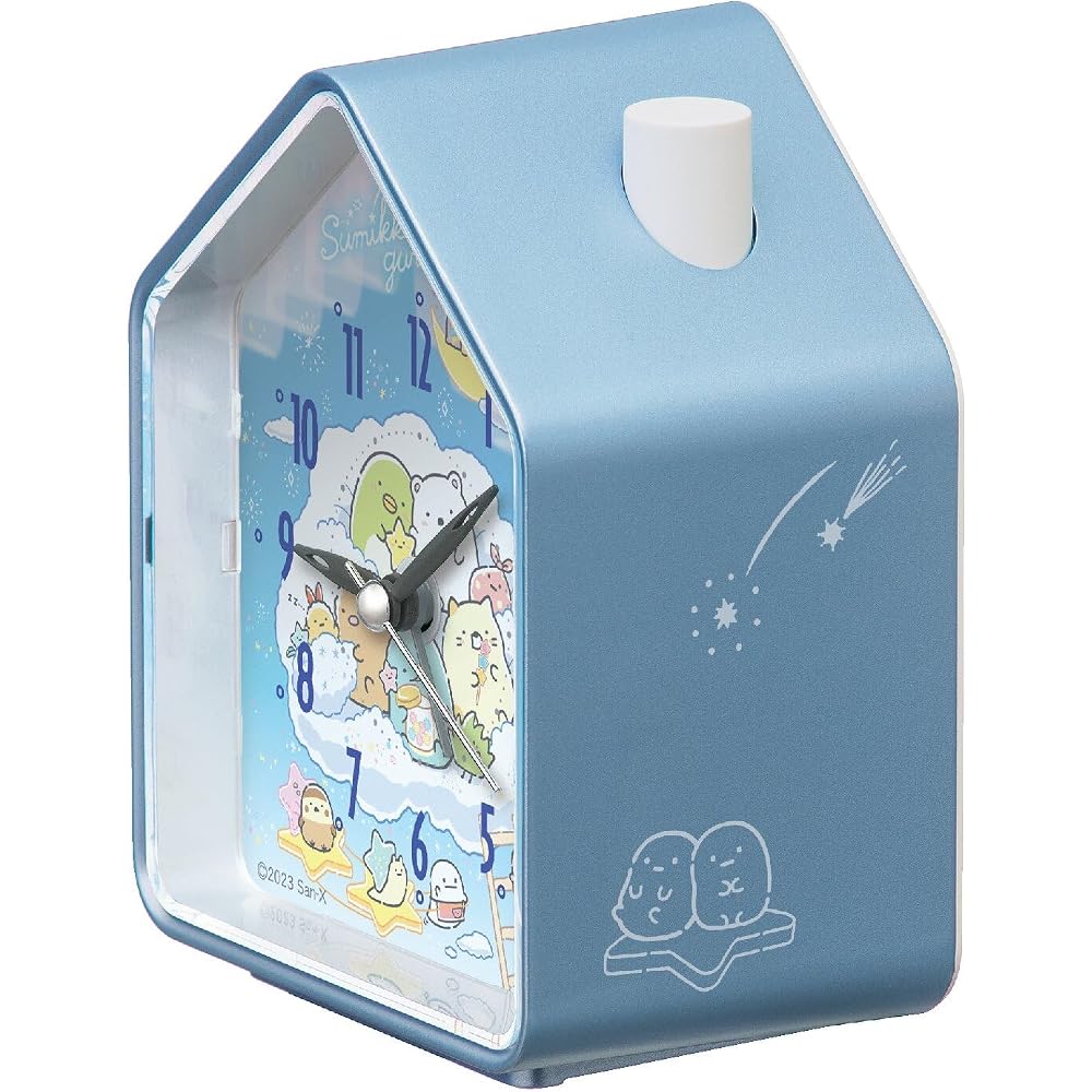 Seiko Clock Alarm Clock, Sumikko Gurashi, Light Blue Pearl, 110 x 86 x 63 mm, CQ166L