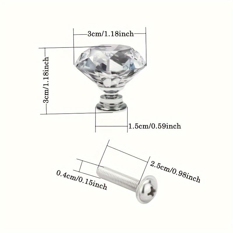 5pcs/10pcs 30MM Crystal Clear Glass Dresser Knobs, Silver Diamond Drawer Knobs, Pulls, Kitchen Cabinet Knobs for Dresser Drawers