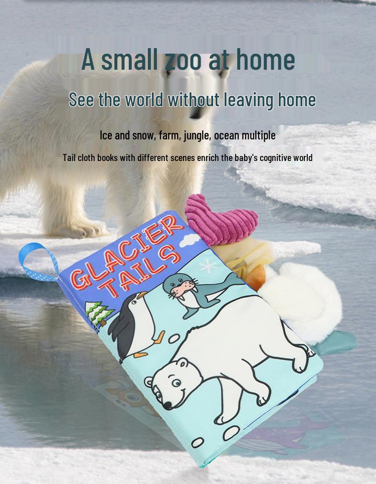 Aipinqi Baby Animal Tail Cloth Book – Tear-Resistant, Crinkle Paper Educational Toy for Early Learning.