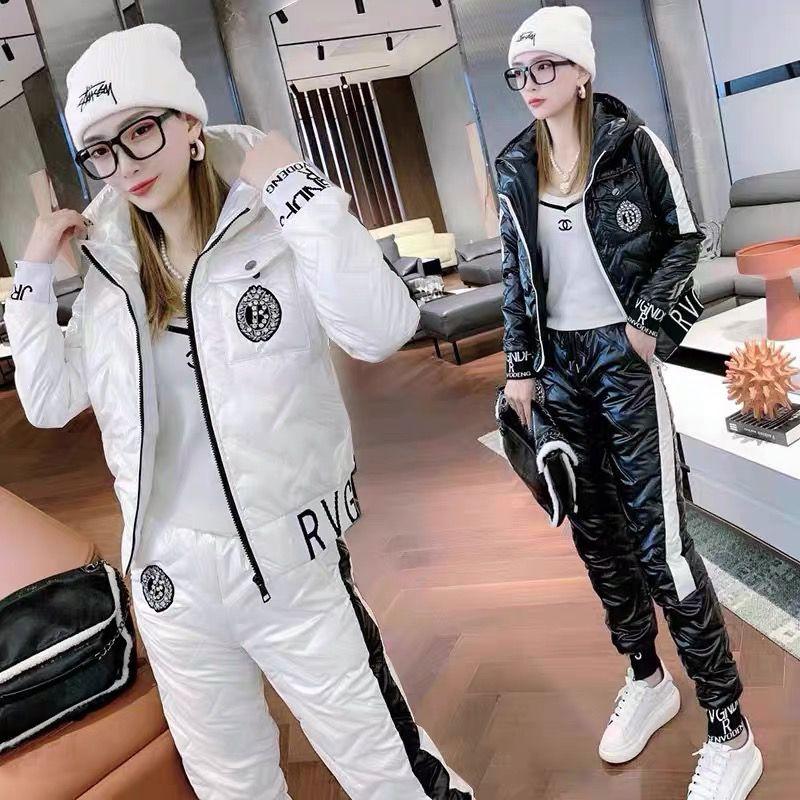 Winter Cotton Clothes Cotton Jackets Cotton Pants Sports Fashion Two-piece Set Women's Fitness Running Clothes Loose Korean Set