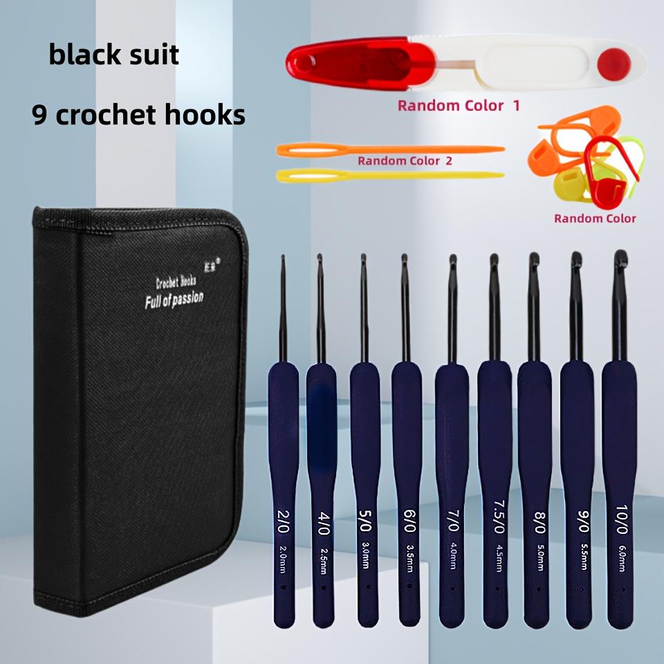 Soft Grip Crochet Hook Set with Case Stainless Steel Knitting Needles for Yarn, Sweaters Includes Ergonomic Handles, Pointed Tips, Scissors