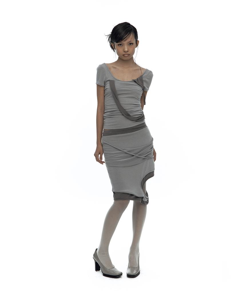 Kasiko Peek-A-Boo Strap Skirt Warm Gray