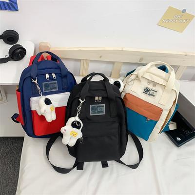Girls Casual Small Backpack Korean Version of Harajuku High School Female Middle School Student Ins Japanese Contrasting Color Backpack Female