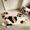 Lazy Cat Plush Area Rug, Non-Slip Soft Absorbent Bath Mat, Quick Dry Door Mat for Living Room Bedroom