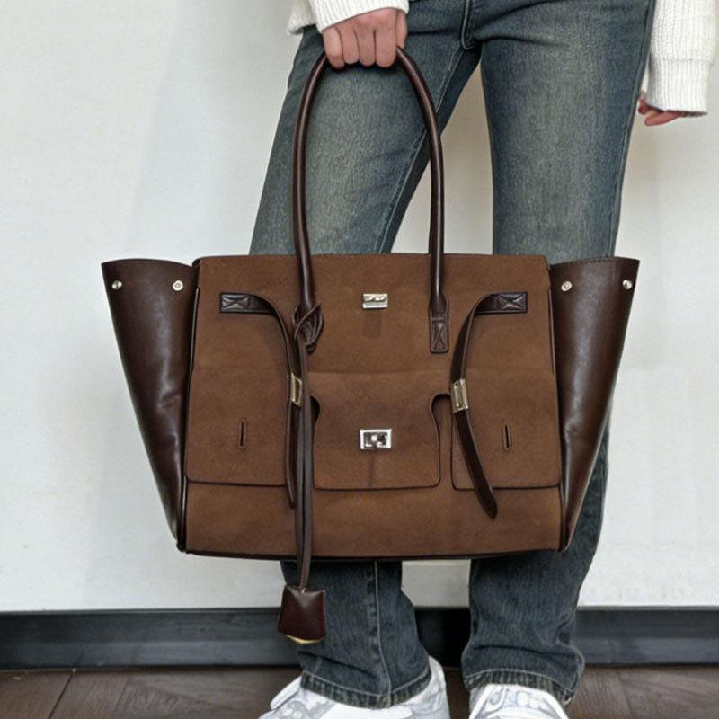 Tote Bag Same Style Women's Bag Autumn/Winter Matte Leather Commuter Bag Premium High Capacity Tote Bag Single Shoulder