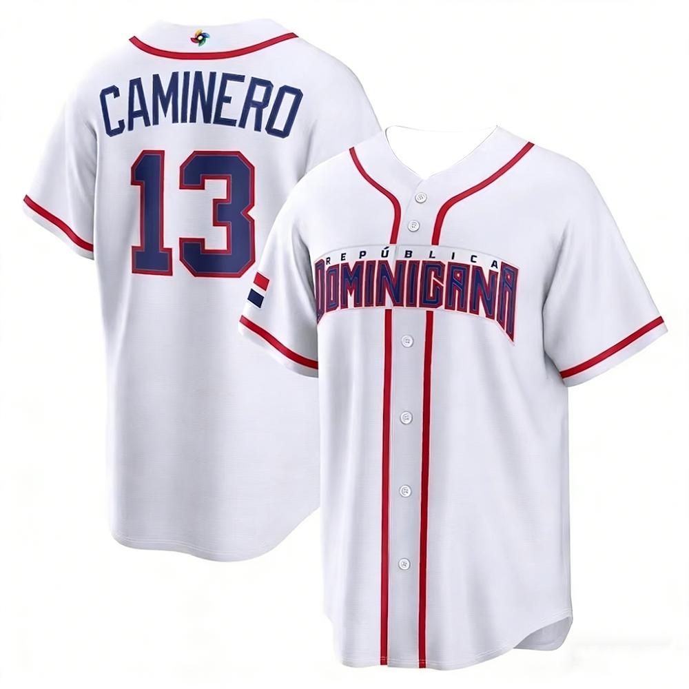 Maglia da Baseball della Nazionale Dominicana Traspirante Asciugatura Rapida Stampa Digitale Trendy Stile Streetwear Maglia Casual per i Tifosi