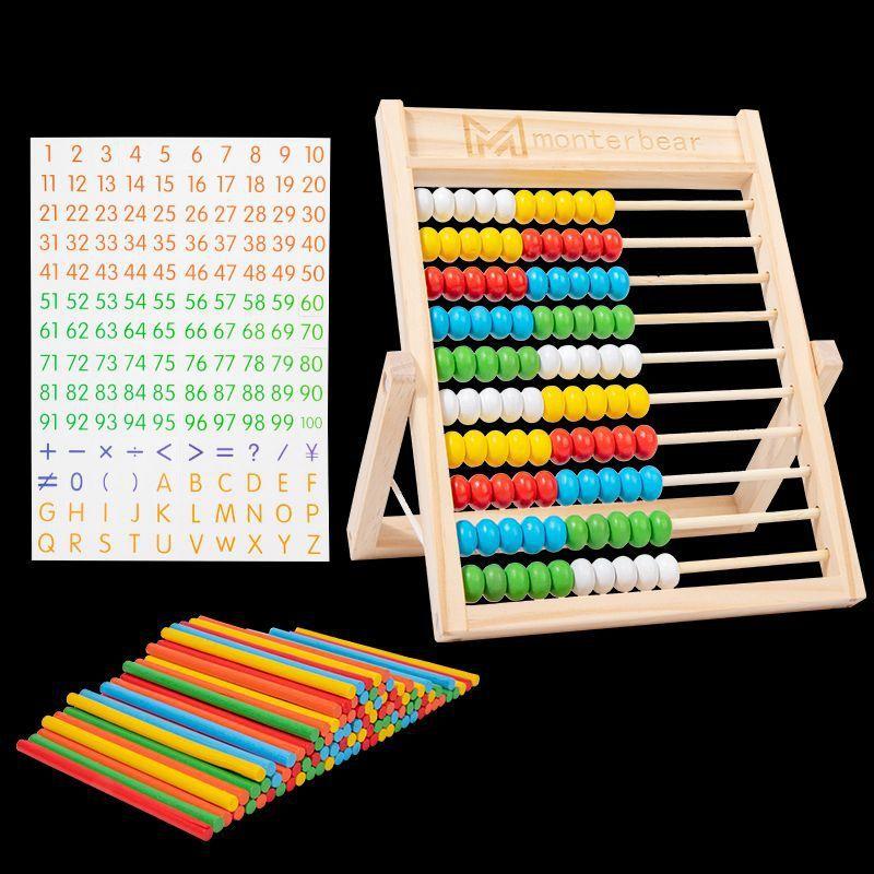 Hölzerner Zählrahmen für Mathematik, Lernspielzeug für Kindergarten- und Grundschüler