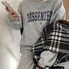 Women's Korean Letter Print Sweatshirts - Casual, Loose Fit, Round Neck for Autumn and Winter
