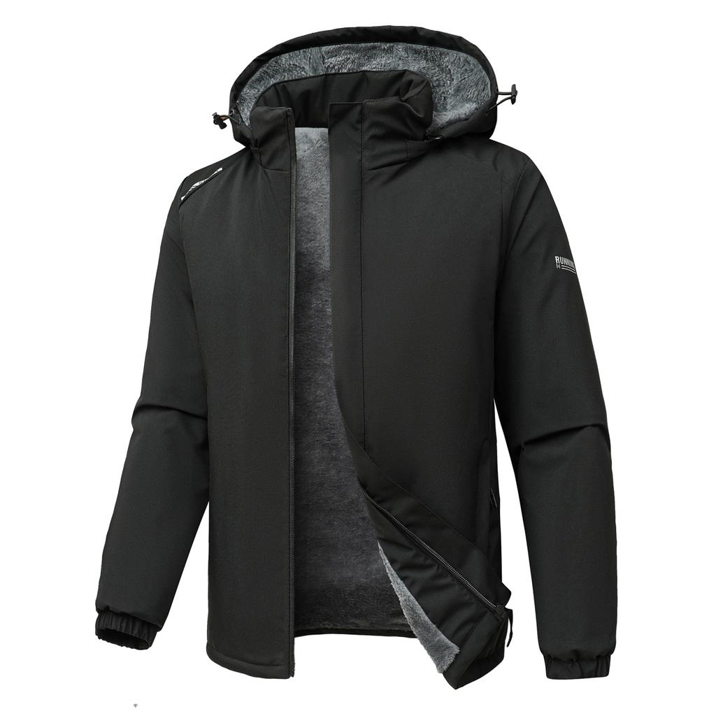 Windproof Assault Jacket for Men Autumn and Winter with Plush Hooded Cotton Jacket Casual Mountaineering Outdoor Sports Cotton Jacket