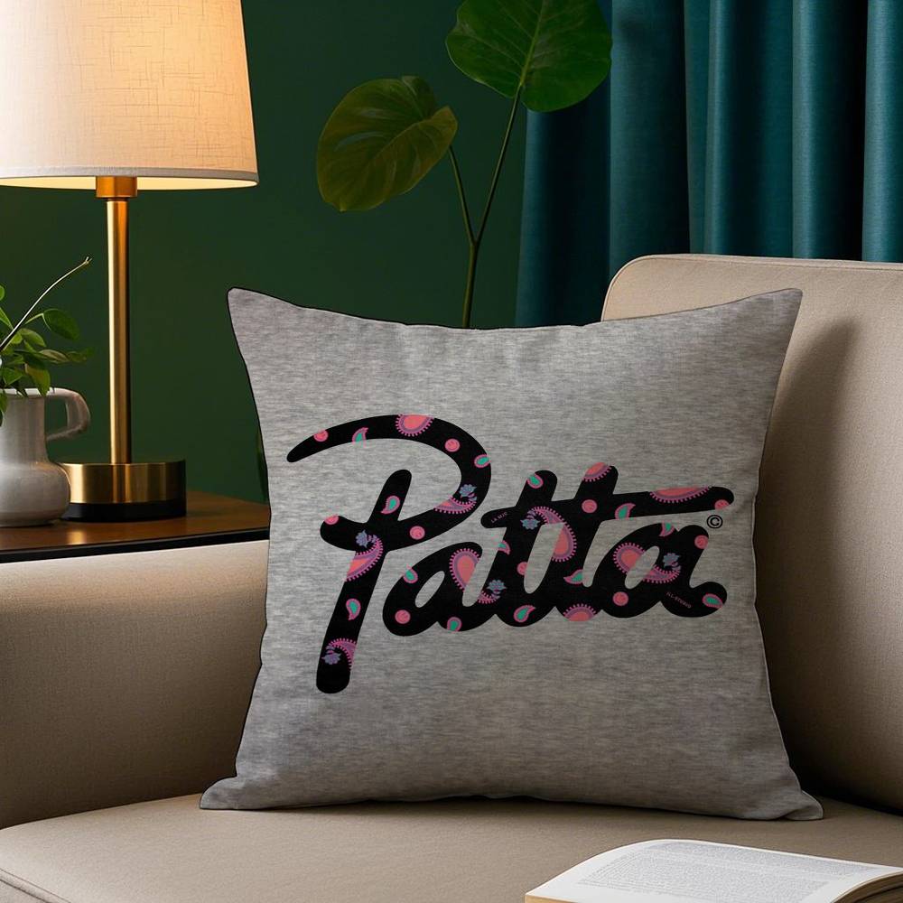 

Luxurious P-Patta Pillow Case Short Plush Print Cushion Cover Square Throw Pillow Covers Sofa Home Decor 12x12Inch