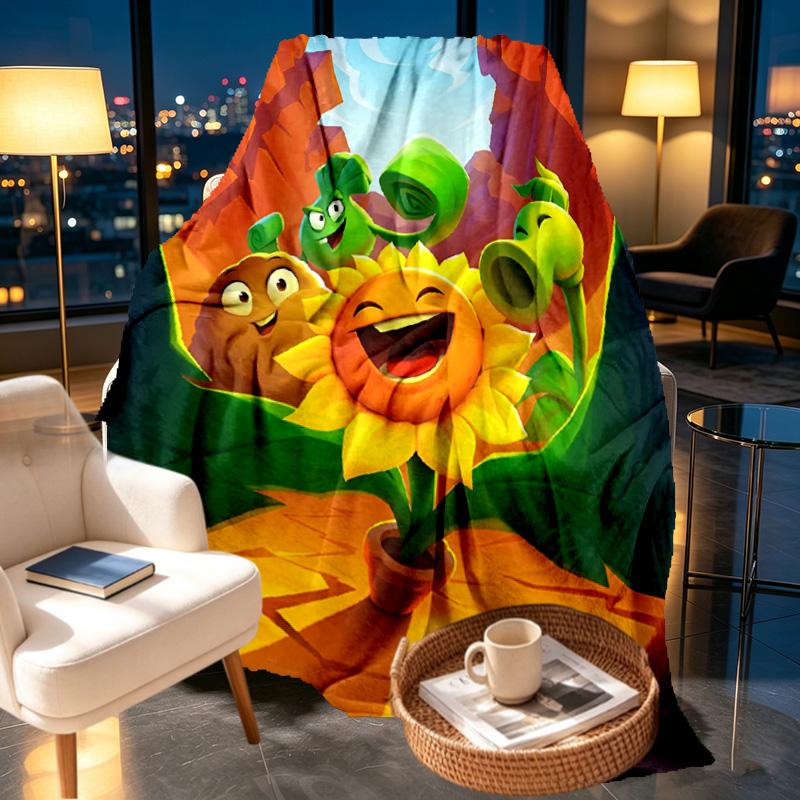 Plants vs. Zombies Print Blanket - Soft & Comfortable, for Bedroom, Travel, Sofa, Home Decoration - Birthday Christmas Gift for Friend