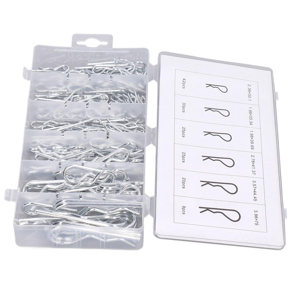 150 STÜCKE Federsplinte Sortiment Set Verzinktem Stahl R-förmigen Anhängerkupplung Stifte Verschluss