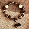 Tiger Eye Stone Beaded Bracelet: Retro Chinese Style for Women & Couple Stacking