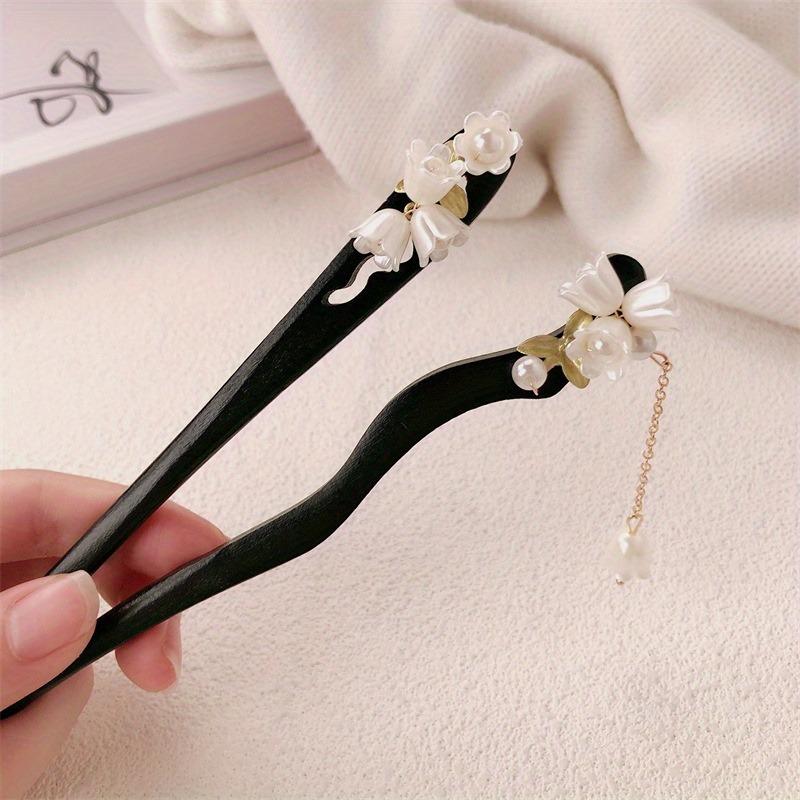 New Chinese Style Wooden Hairpin Ancient Wind Chime Orchid Exquisite Butterfly Hairpin Niche High-end Coiled Hair Flower Hairpin