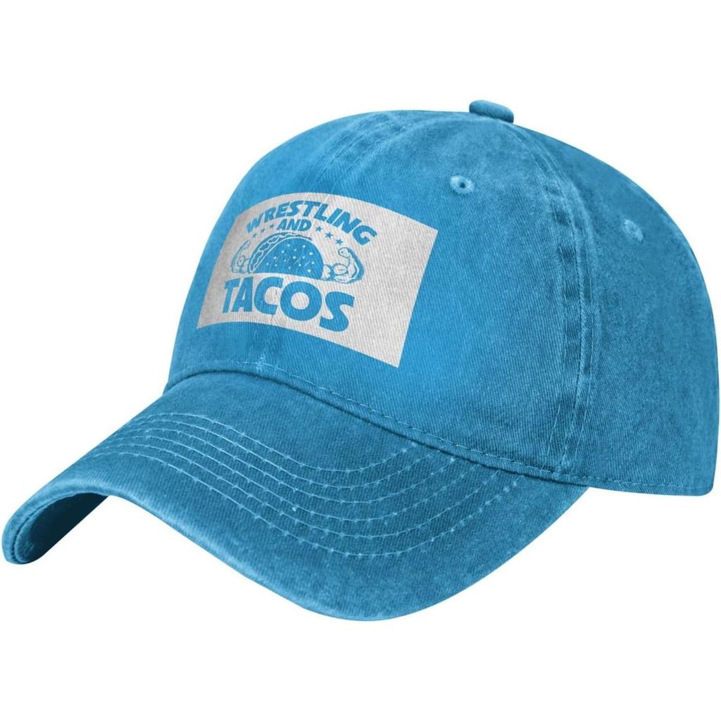 Wrestling and Tacos Baseball Cap Washed Cotton Casual Curved Brim Adjustable Dad Hat for Unisex Women